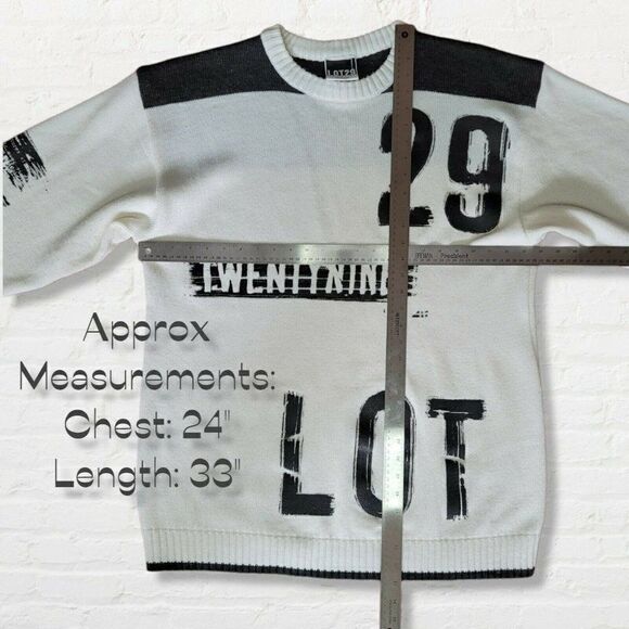 Lot 29 Sweater Vintage White with Black Text Men's Size XL - Picture 12 of 12